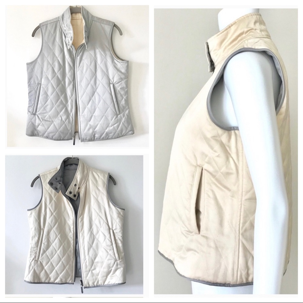 LAUREN Reversible Quilted Mockneck Zip-Up Vest P/M - Picture 2 of 10